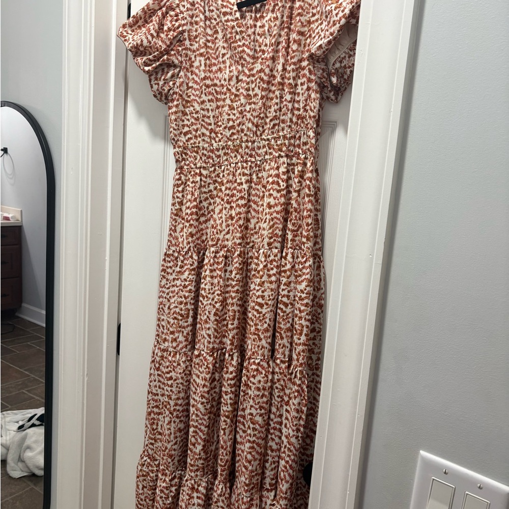 Entro Red and White Patterned Maxi Dress